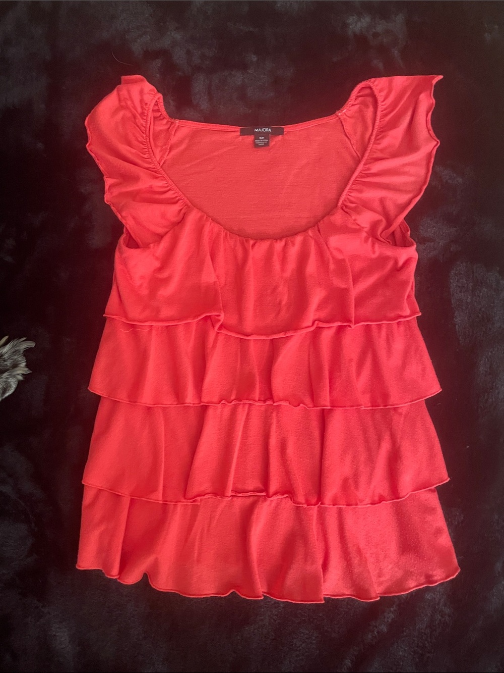 Majora coral Ruffle Tiered Scoop Neck Tank women’s size small